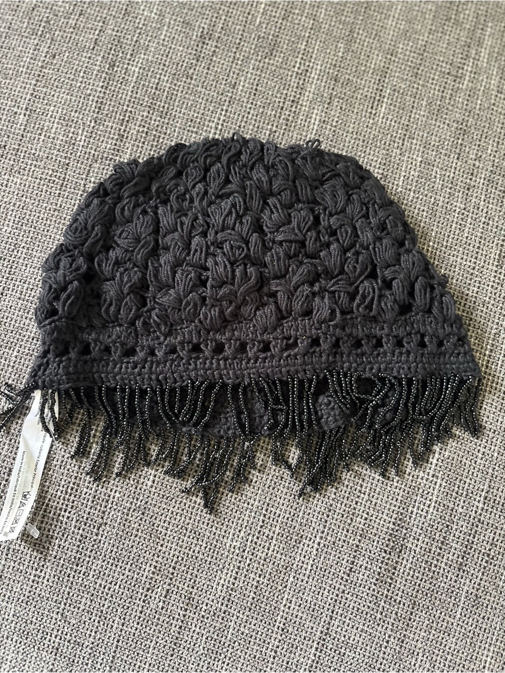 Urban Outfitters Beaded Fringe Crochet Beanie
